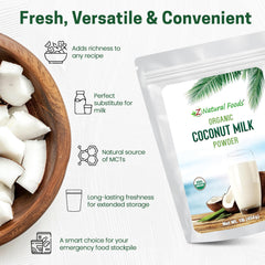 Z Natural Foods coconut milk powder mixes with water for dairy-free milk.