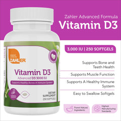 Zahler Vitamin D3 3000IU packaging label showing dosage