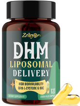 Zaigon Liposomal DHM bottle close-up highlighting vegan, sugar-free formula for recovery support