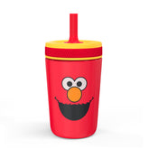 Zak Designs Sesame Street Elmo cup front view with leak-proof straw for travel