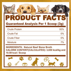 Zammex bone broth powder topping on dog food for flavor and palatability