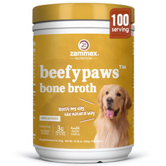Zammex bone broth powder jar for dogs and cats, ready to top meals