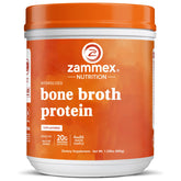 Zammex grass-fed bone broth powder tub showing pure collagen for skin and joints