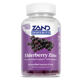 ZAND Elderberry Zinc Immunity Gummies bottle on countertop, convenient daily support for families.