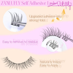 ZANLUFLY self-adhesive lash clusters in 11mm for easy, glue-free application