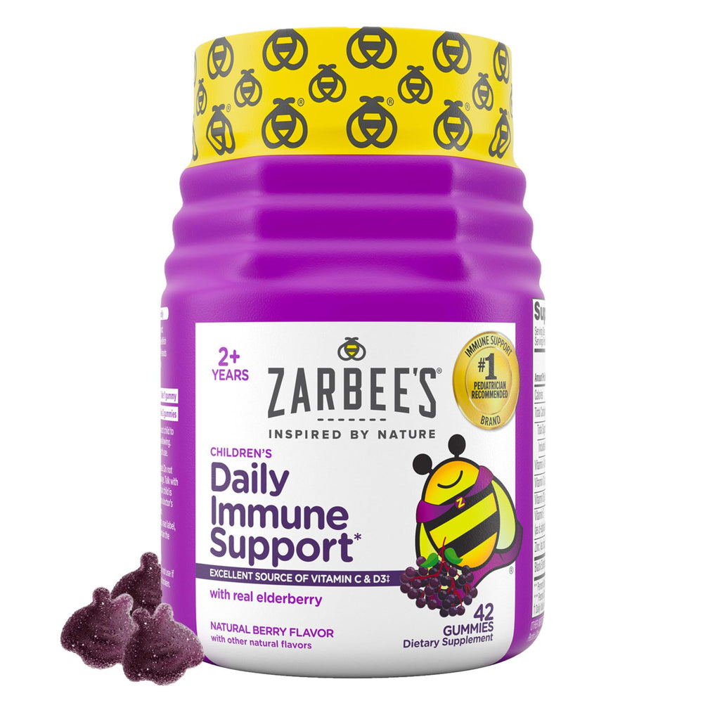 Zarbee's Kids Elderberry bottle front for daily immune support.