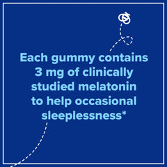 Gummy bottle with packshot highlights 60-count supply and drug-free formula