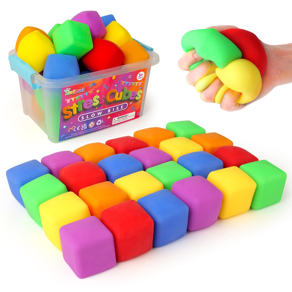 ZaxiDeel 24-pack mini stress cubes for pull action, portable calm on the go.