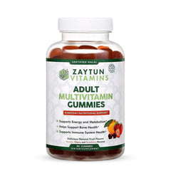 Zaytun Halal Adult Multivitamin Gummies bottle front for daily nutrition support