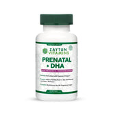 Zaytun Halal Prenatal DHA softgel bottle for daily essential nutrients during pregnancy.