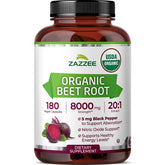Zazzee Beet Root 20:1 extract bottle promotes potential nitric oxide support.
