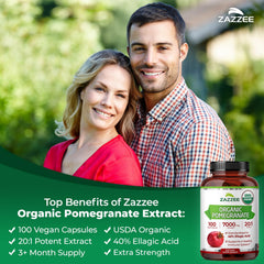 Zazzee label highlighting 40% ellagic acid in the extract.