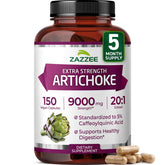 Zazzee Extra Strength Artichoke bottle close-up highlighting potency.