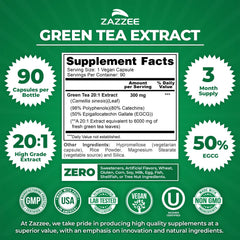 Zazzee Green Tea Extract bottle cap close-up for easy daily use.