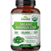 Zazzee Moringa Leaf 20:1 Extract bottle with organic label