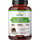 Zazzee White Kidney Bean 10:1 bottle highlighting potency for carb management.
