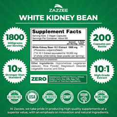 Zazzee White Kidney Bean 10:1 extract capsules ready for daily use and appetite support.