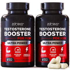 ZDRAVO NUTRITION testosterone booster bottle front highlighting energy and endurance support