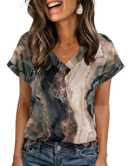 Zeagoo women's plus-size v-neck floral tee offers comfortable summer style.