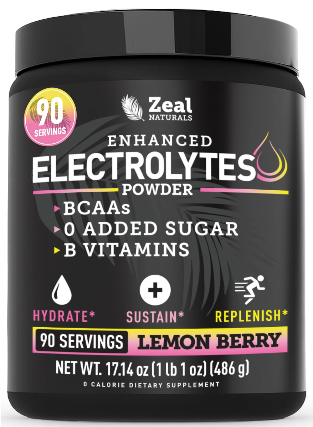 Zeal Electrolyte Powder bottle for keto hydration