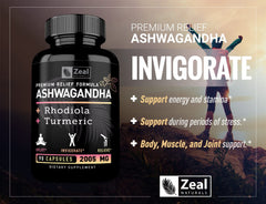 Zeal Naturals Turmeric Curcumin powder container aiding joint comfort.
