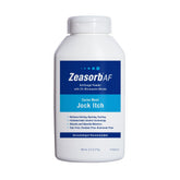 Zeasorb bottle pour showing easy shake-on application for dry, comfortable skin and moisture control.