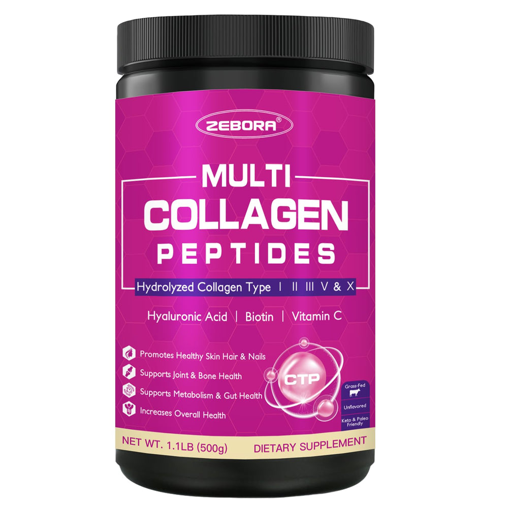 ZEBORA Collagen Powder Unflavored Bottle supports skin health and joint comfort.