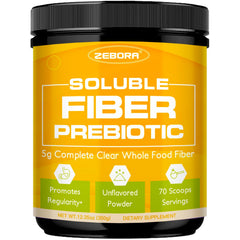 ZEBORA fiber supplement powder unflavored for daily gut health support