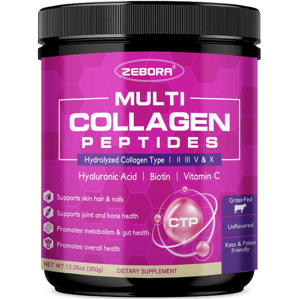 ZEBORA Multi Collagen Peptides bottle promotes daily skin and joint health