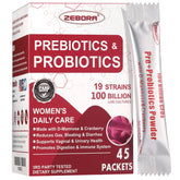 ZEBORA Probiotics for Women bottle front highlighting daily digestive and feminine health support