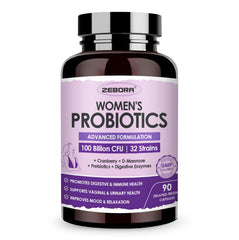 ZEBORA Probiotics for Women bottle front view supporting digestive balance
