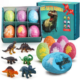 Zeewoo Easter bath bombs reveal a dinosaur toy inside for kids' bath time fun.