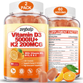 ZEGBALP D3K2 gummies orange bottle for daily bone and immune support.