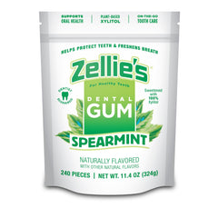 Zellie's spearmint xylitol gum in a 240-count pack for on-the-go fresh breath.