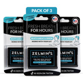 Zelmin's mint-coated capsules bottle shows quick fresh breath.