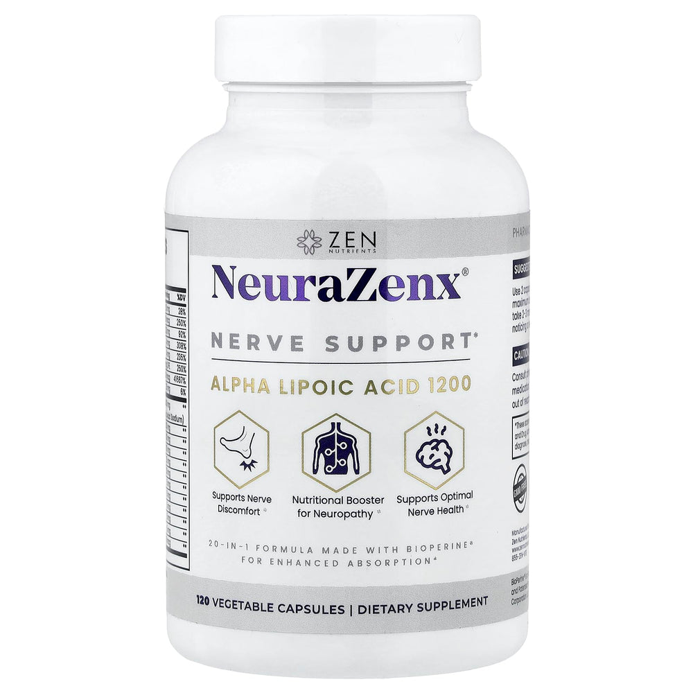 Zen Nutrients NeuraZenX bottle pour, convenient daily nerve support.