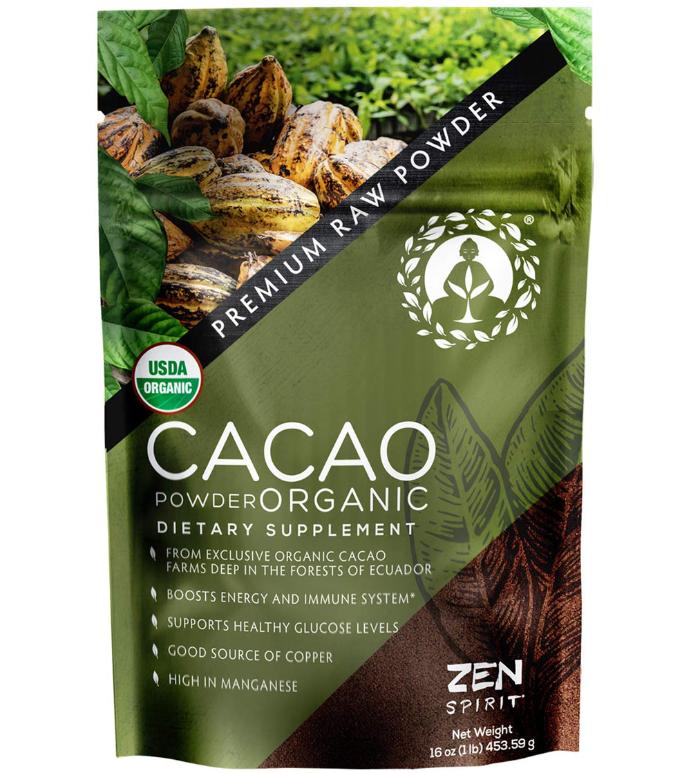 Zen Spirit Organic cacao powder in packaging, ideal for organic baking