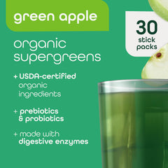 Zena Nutrition green apple stick pack, convenient on-the-go greens for busy days.