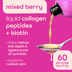 Pouring Zena Nutrition liquid collagen bottle for easy dosing.