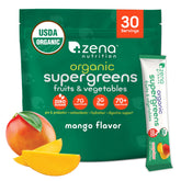 Zena Nutrition Organic Super Greens Powder packets for on-the-go daily nutrition.