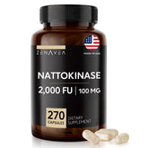 Zenavea nattokinase bottle on a clean surface illustrating a long-lasting 9-month supply