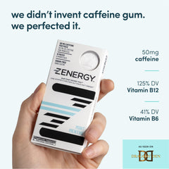 ZENERGY Tri-Layer technology gum showcases smooth mint taste.