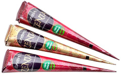 Zenia henna cone pack3 25g ready-to-use no mixing for quick color
