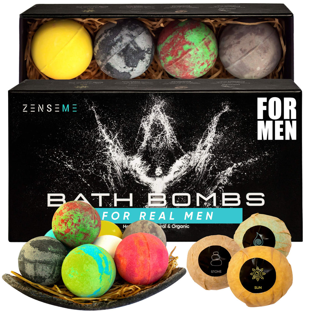 ZenseMe men's bath bombs set of 8 with varied scents for a relaxing soak.