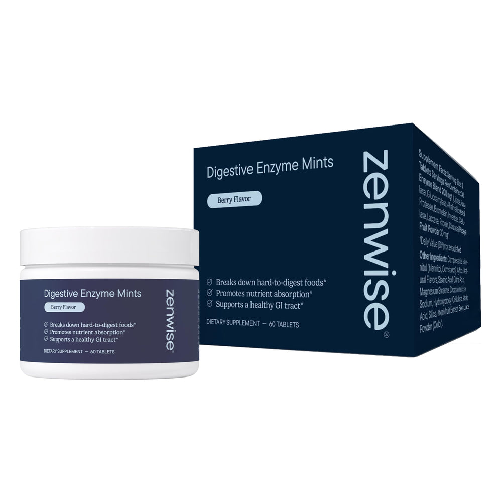 Zenwise Health Digestive Enzyme Mints berry chew for gut support.