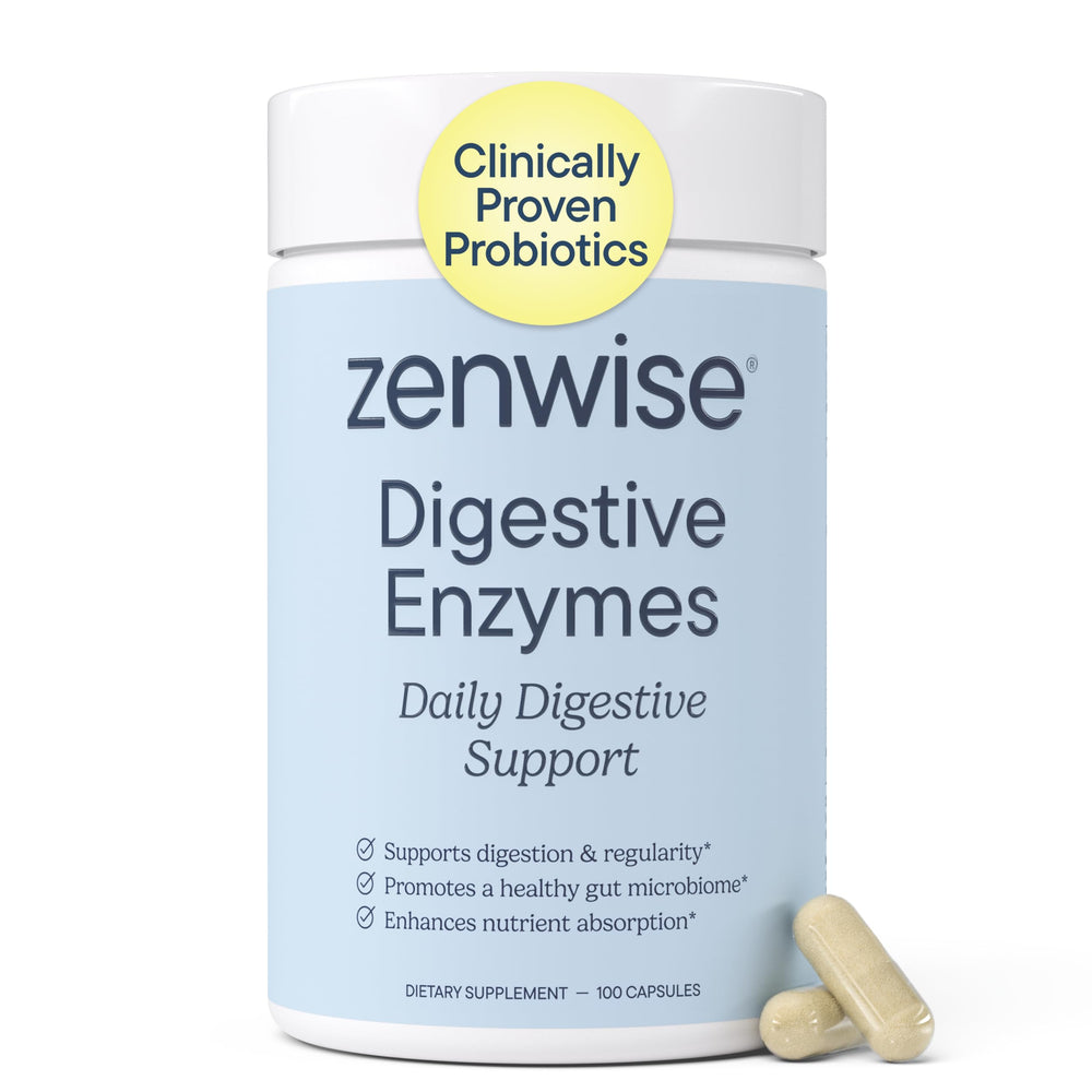 Zenwise Health Digestive Enzymes bottle front for gut support