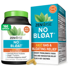 Zenwise Health No Bloat bottle shown for post-meal digestion support