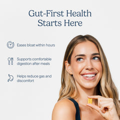 Close-up of Zenwise No Bloat probiotic capsules highlighting gut support.