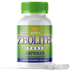 Zeo Health Zeolite Pure capsules bottle front, signaling premium quality and easy dosing.