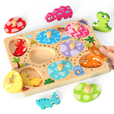 Zeoddler dinosaur egg puzzle front view enhances fine motor play with colorful dinosaurs